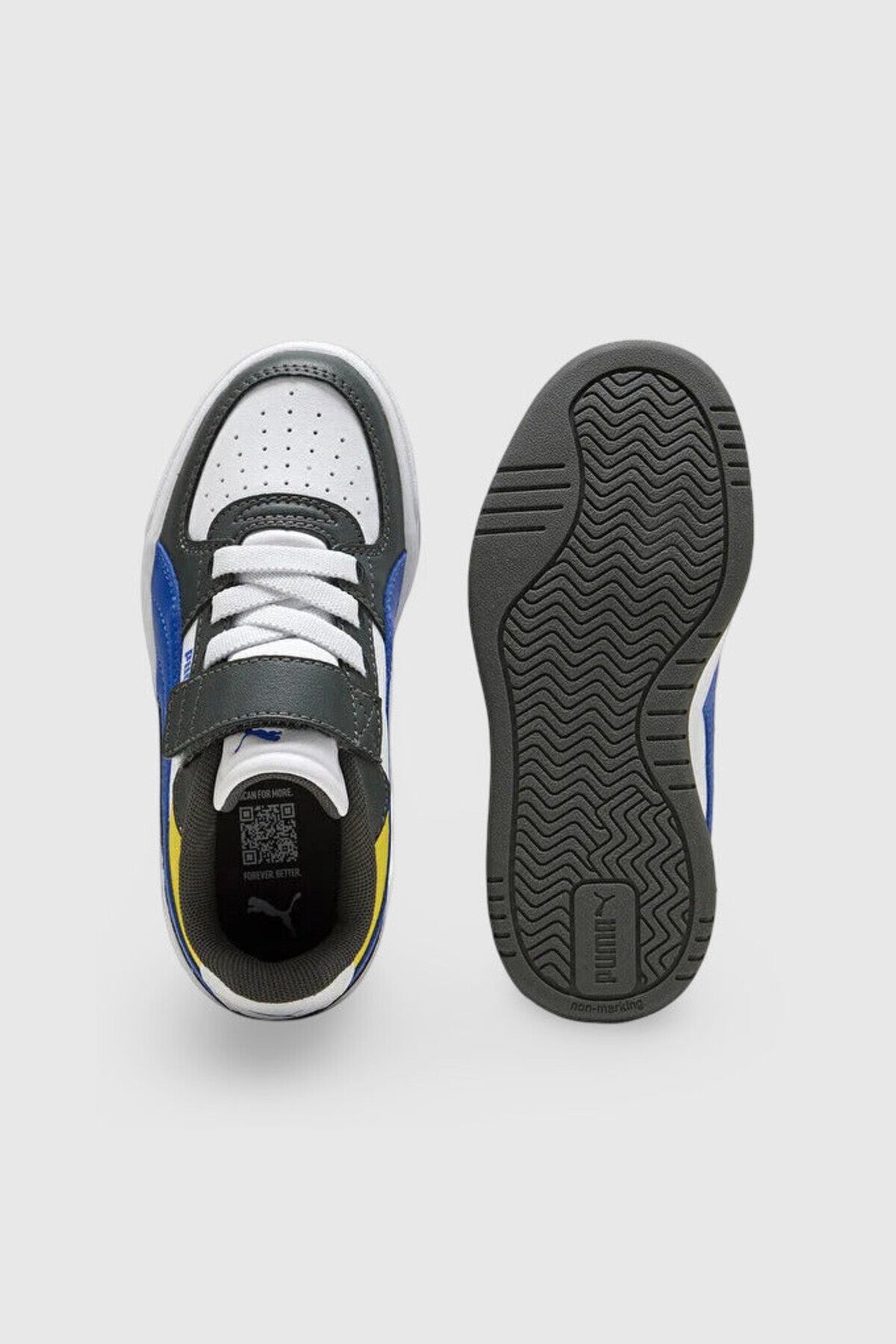 Puma Caven III Block AC+ PS Sarı-Lacivert Çocuk Sneaker - üst ve taban görünümü