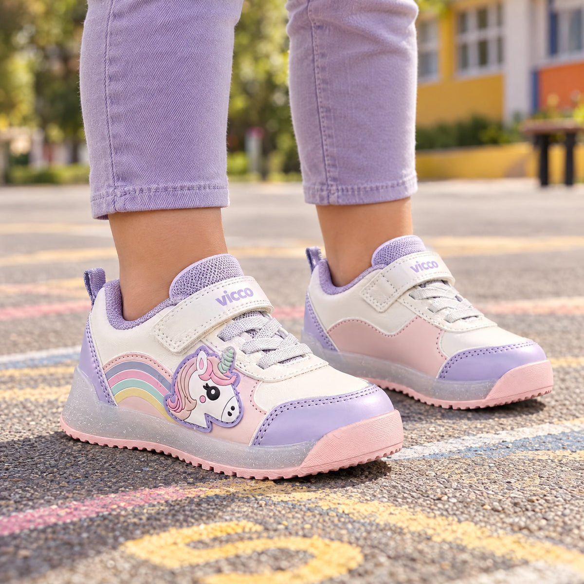 Vicco Nika Beyaz Çocuk Sneaker - çocuk ayağında kullanım görseli