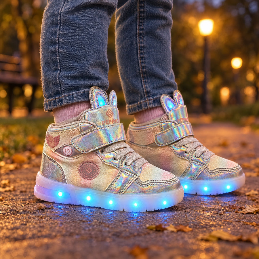 Pepino 2410 Gümüş Işıklı Tavşan Kulaklı Çocuk Sneaker