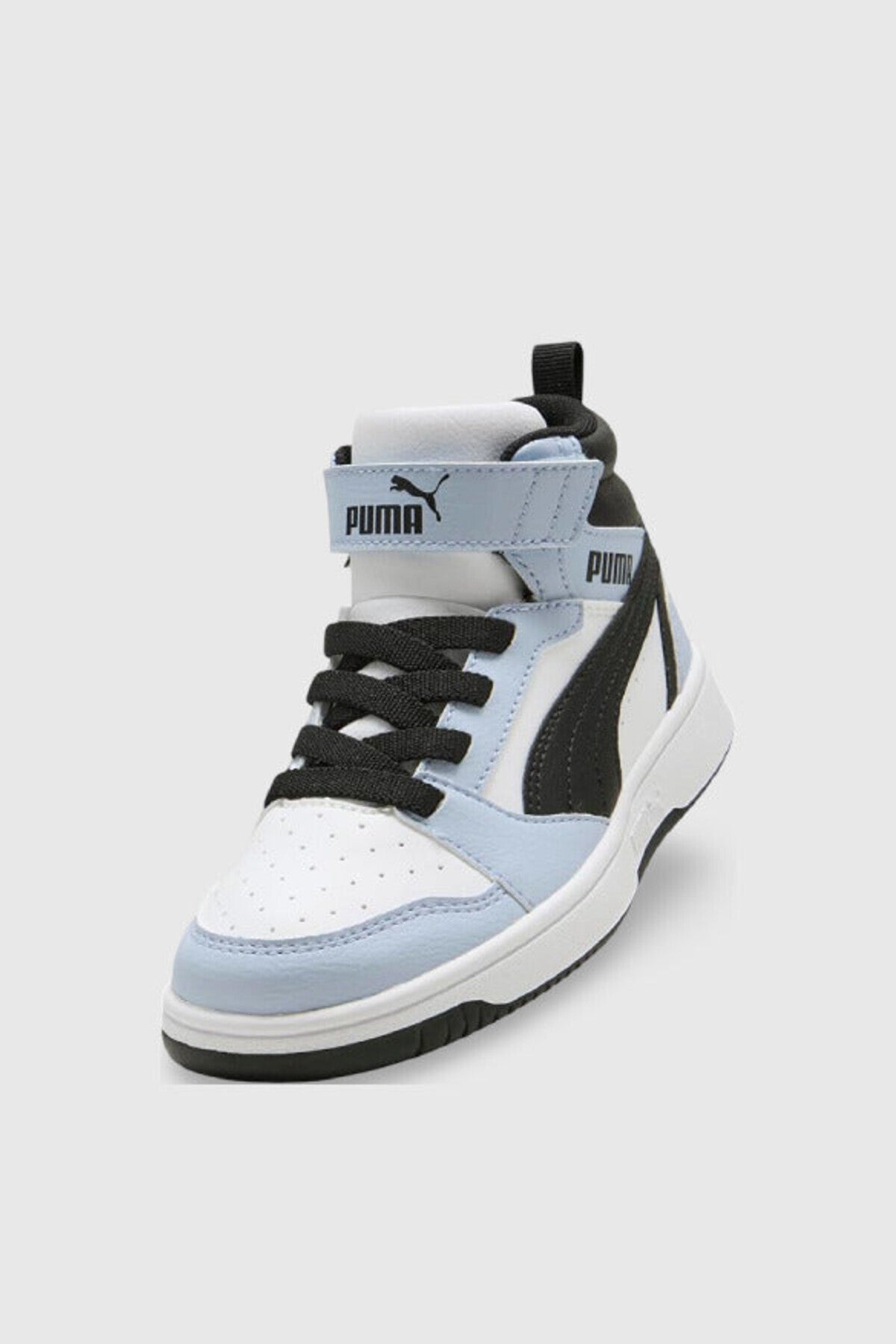 Puma Rebound V6 Mid AC+ PS Beyaz-Açık Mavi-Siyah Çocuk Sneaker - çapraz görünüm
