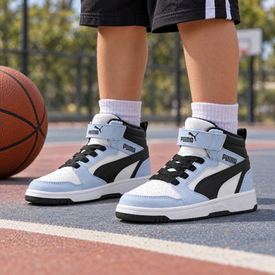 Puma Rebound V6 Mid AC+ PS Beyaz-Açık Mavi-Siyah Çocuk Sneaker