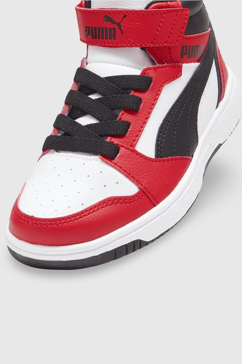 Puma Rebound V6 Mid AC+ PS Kırmızı-Beyaz-Siyah Çocuk Sneaker - detay görünüm